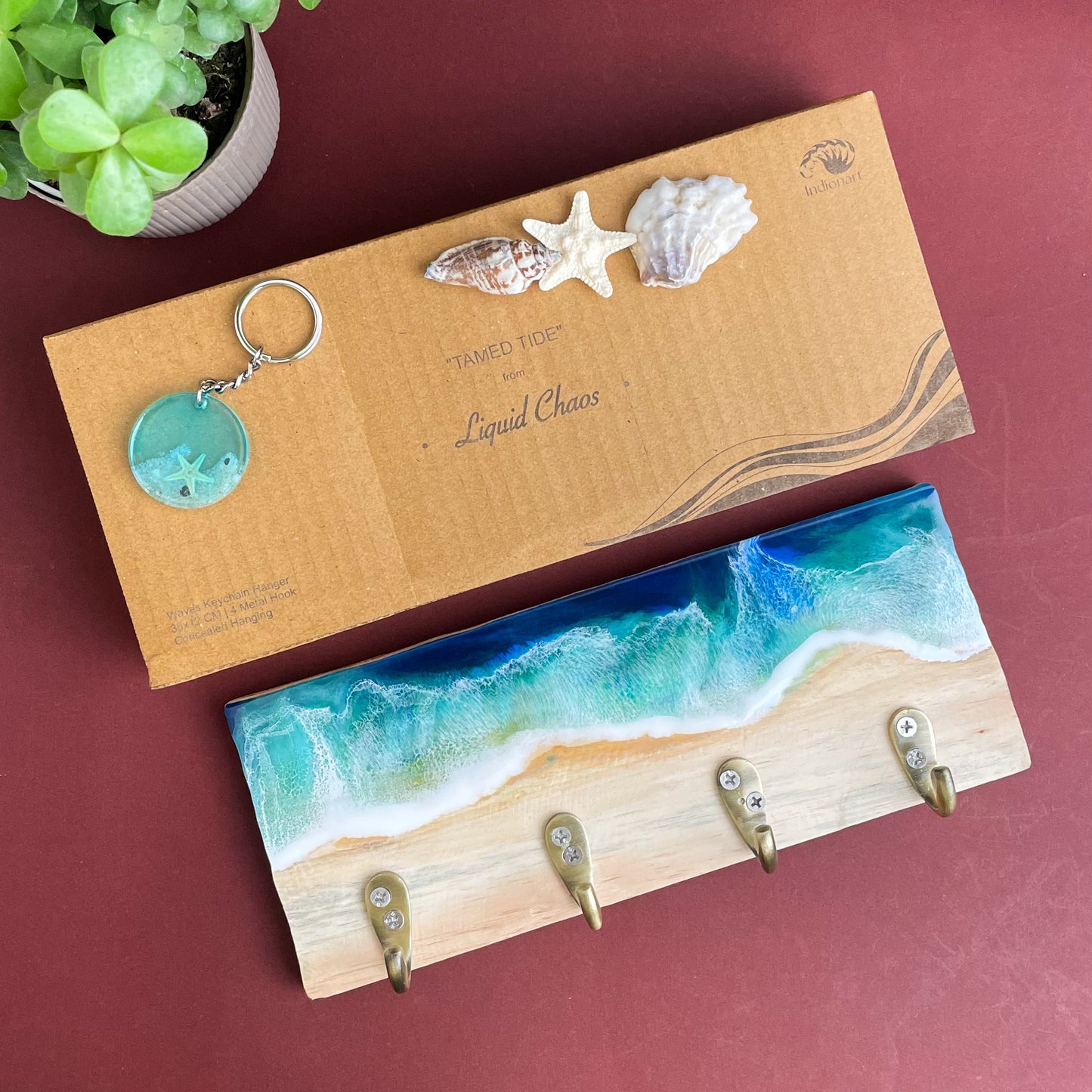 Tamed Tide Blue and Mini Marina Combo- Keychain Hanger and Key Chain Set of 4