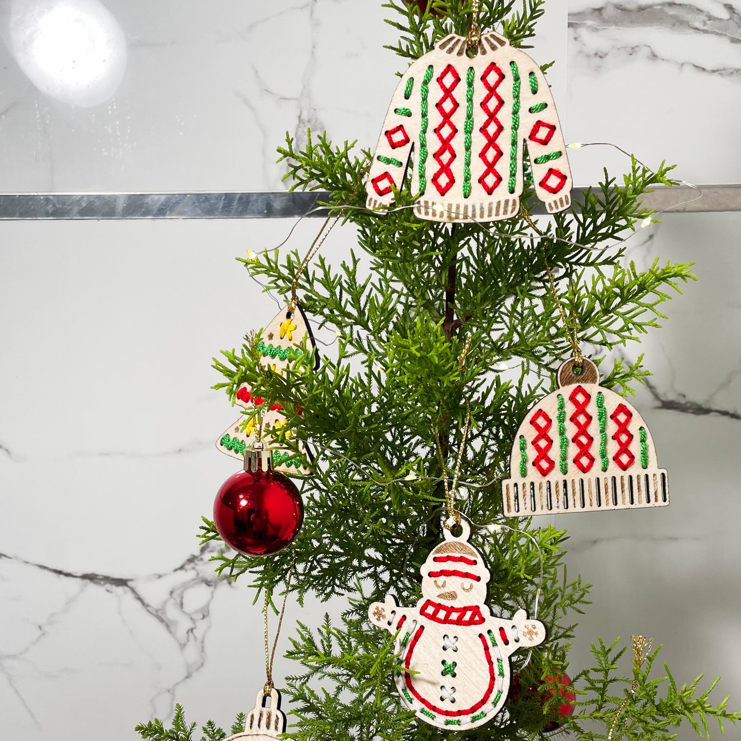 Christmas Ornament Sweater Stitched Single
