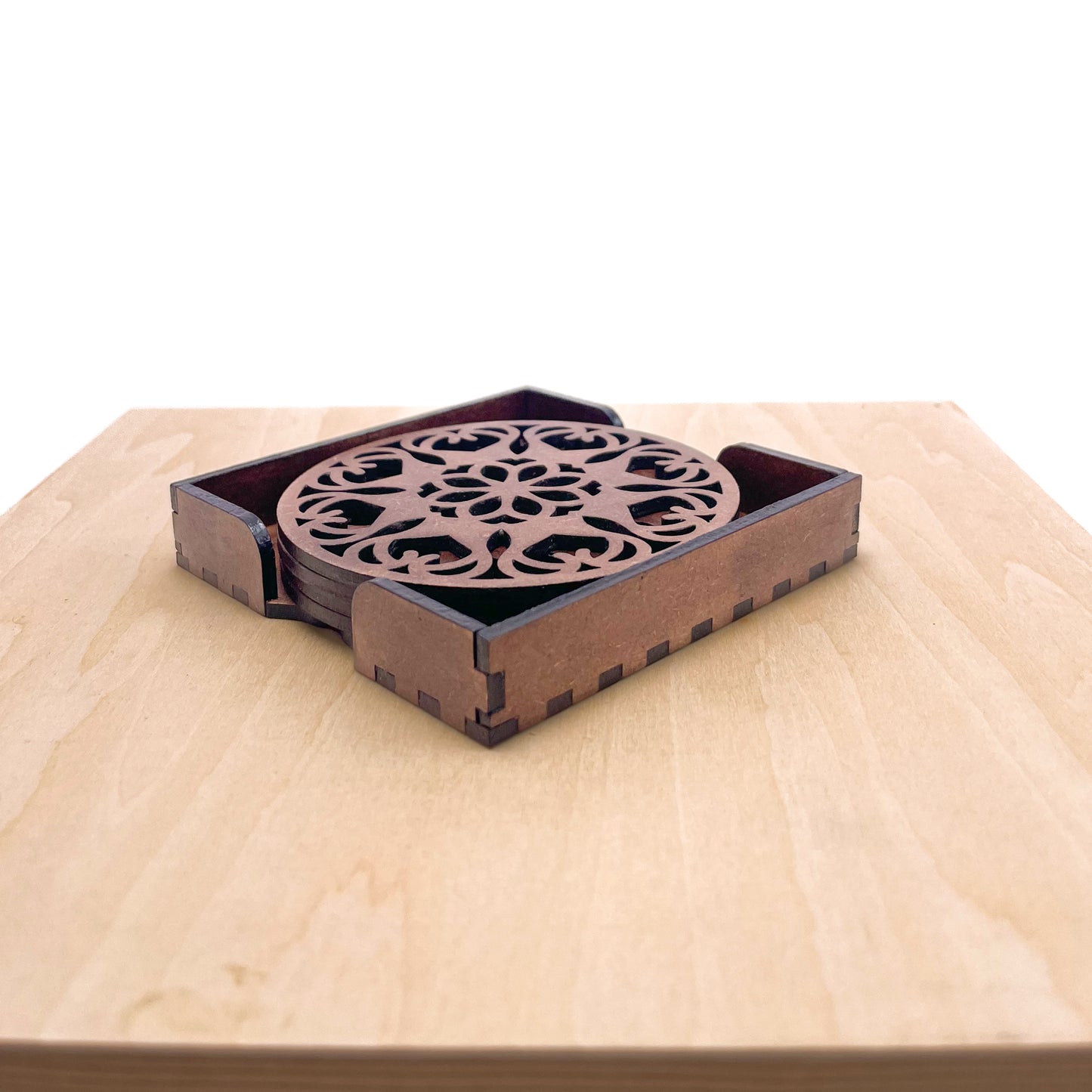 Mandala Art Coasters-Ekam Wooden-Clove Brown