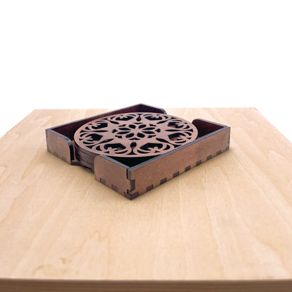 Mandala Art Coasters-Ekam Wooden-Clove Brown