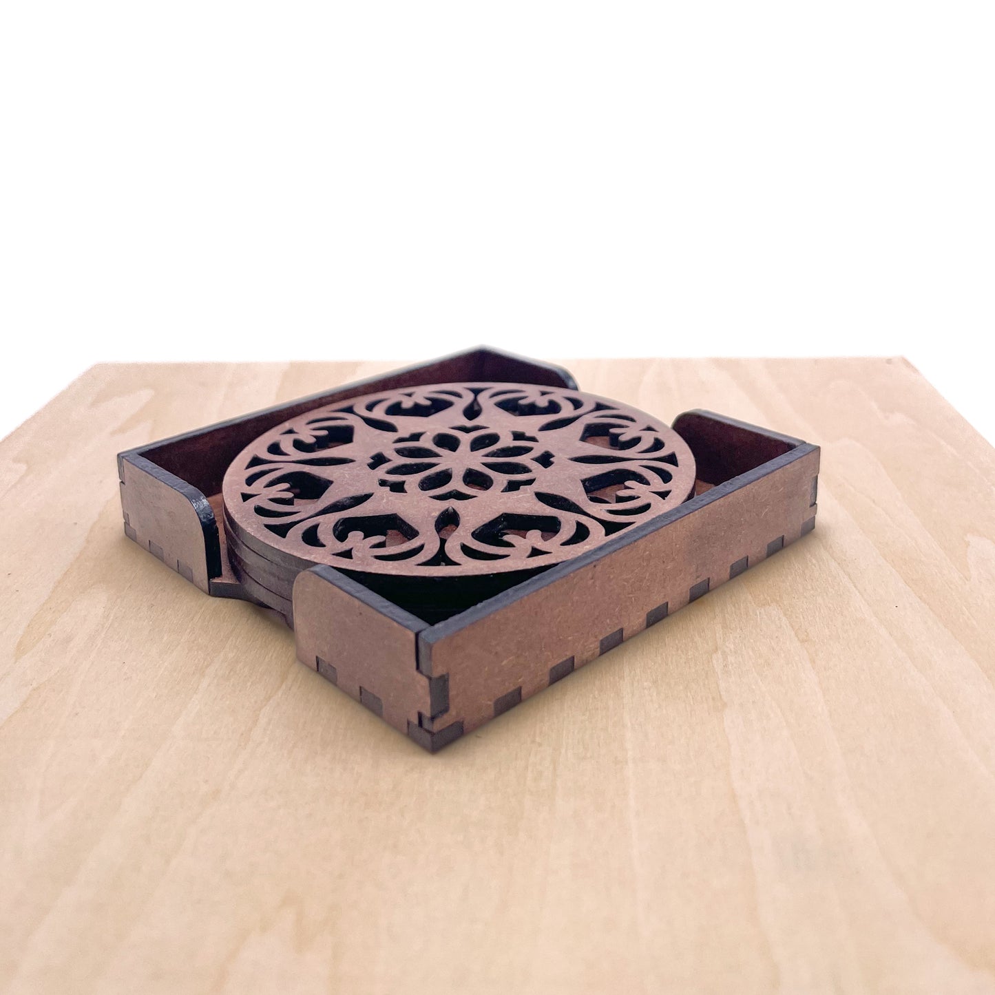 Mandala Art Coasters-Ekam Wooden-Clove Brown