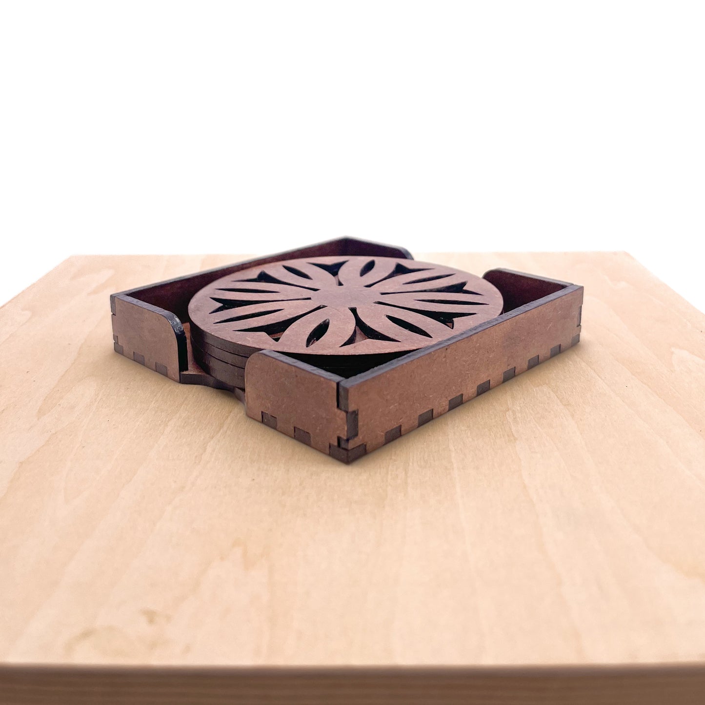 Mandala Art Coasters-Dwe Wooden-Clove Brown