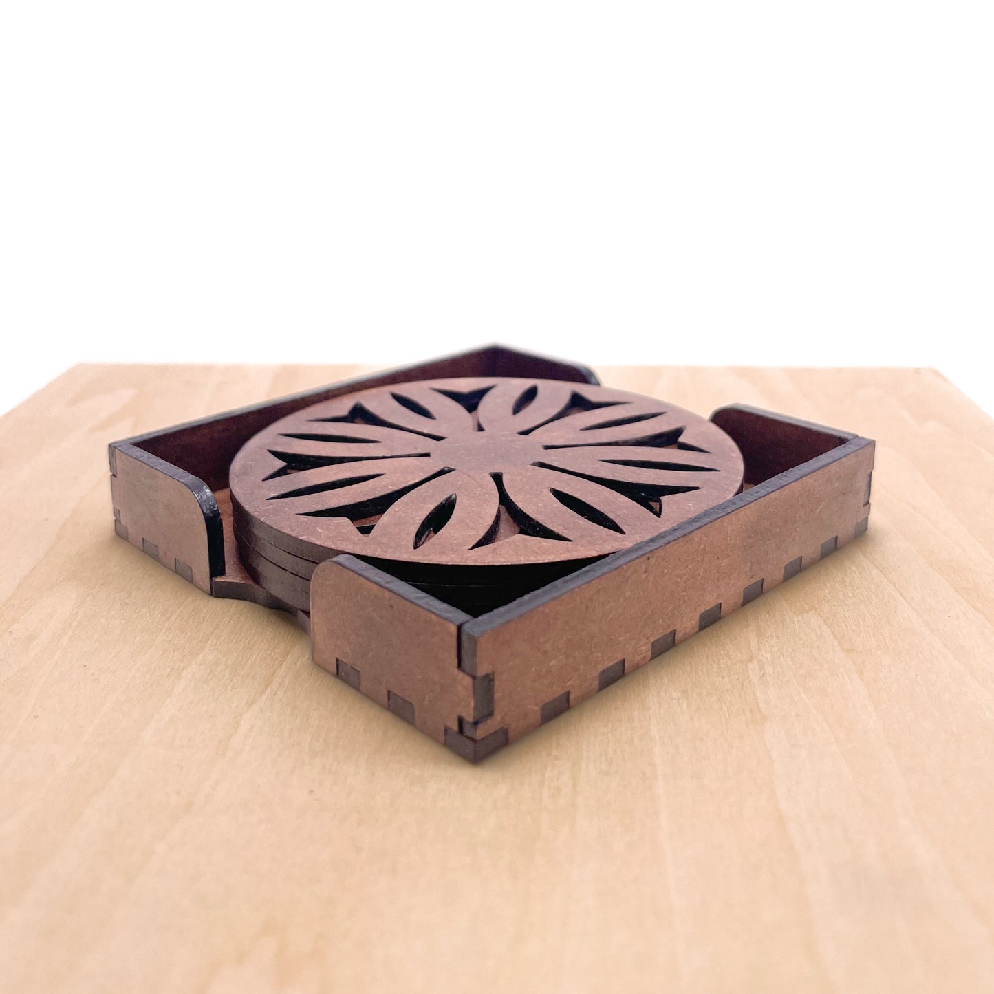 Mandala Art Coasters-Dwe Wooden-Clove Brown