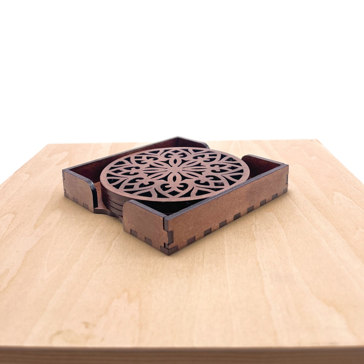 Mandala Art Coasters-Treeni Wooden-Clove Brown