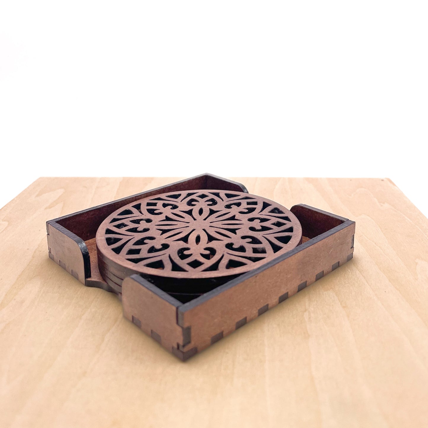 Mandala Art Coasters-Treeni Wooden-Clove Brown