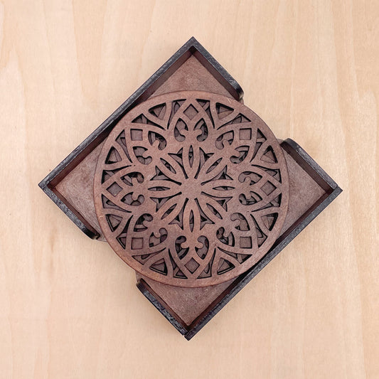 Mandala Art Coasters-Treeni Wooden-Clove Brown