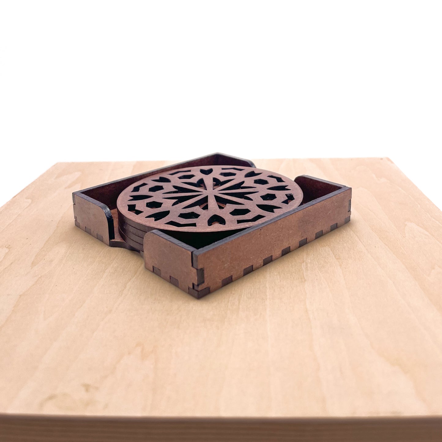 Mandala Art Coasters-Shata Wooden-Clove Brown