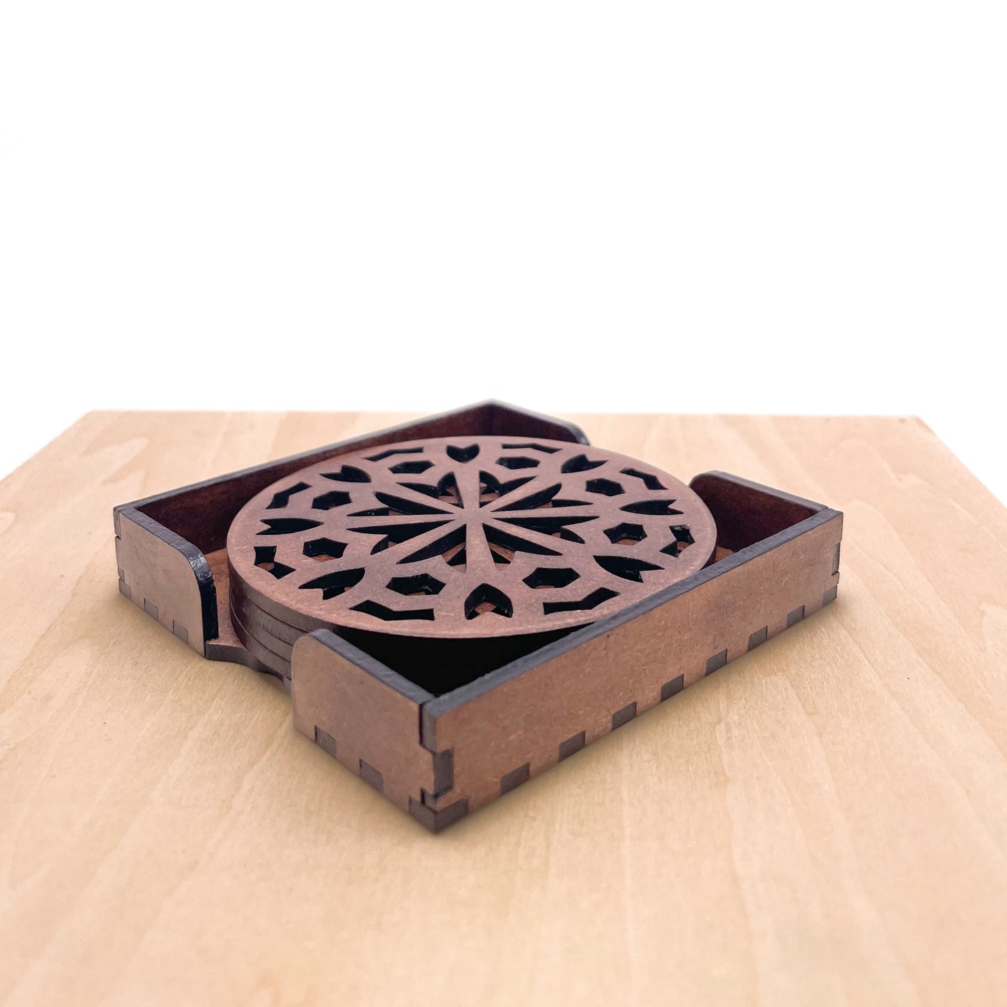 Mandala Art Coasters-Shata Wooden-Clove Brown