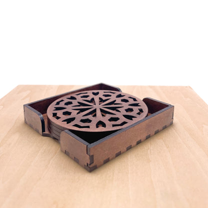 Mandala Art Coasters-Shata Wooden-Clove Brown