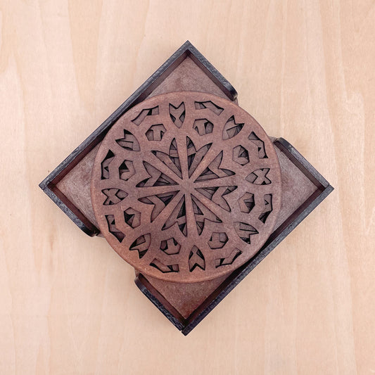 Mandala Art Coasters-Shata Wooden-Clove Brown