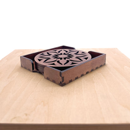 Mandala Art Coasters-Sapta Wooden-Clove Brown