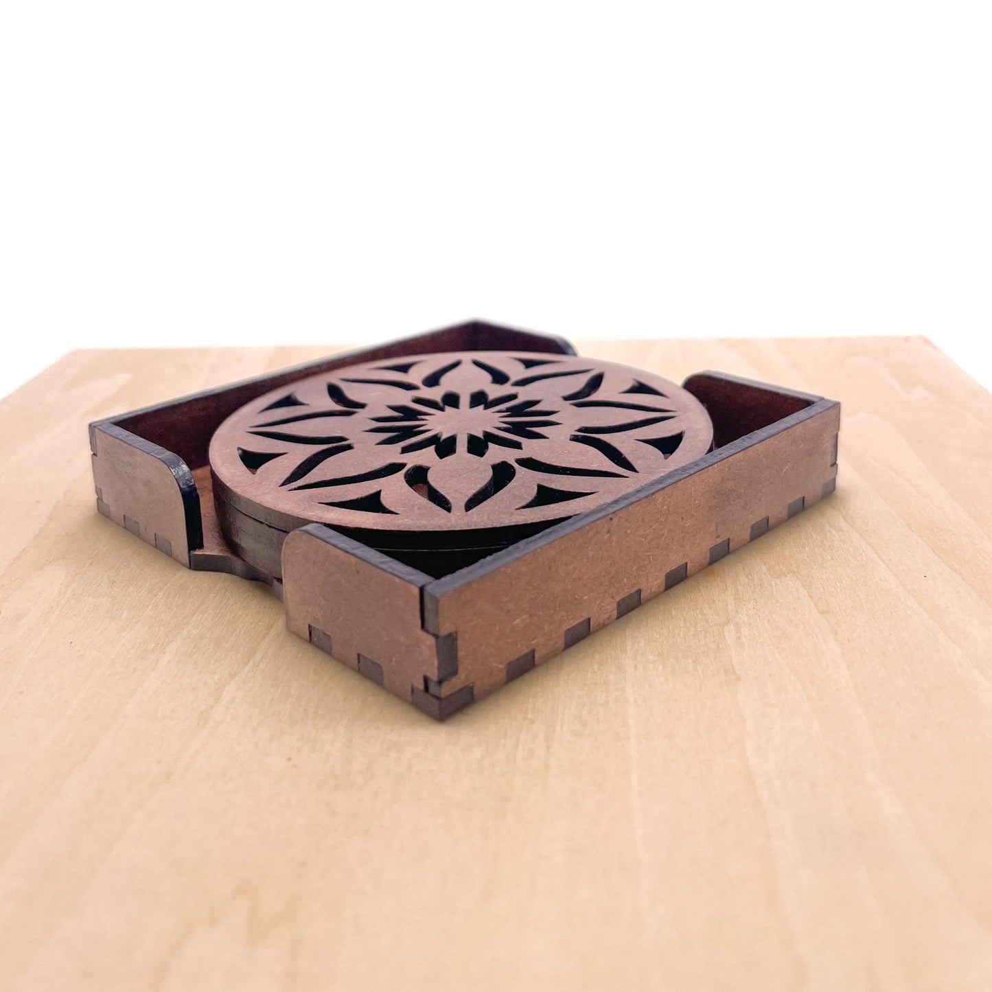 Mandala Art Coasters-Sapta Wooden-Clove Brown