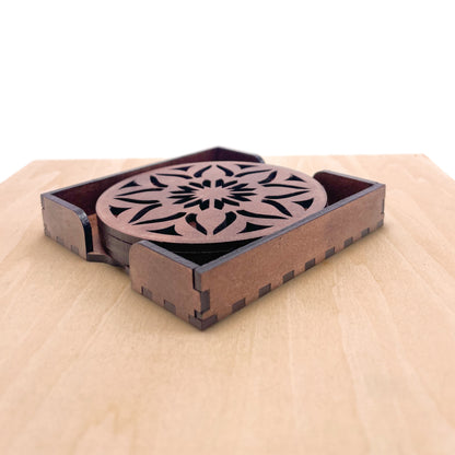 Mandala Art Coasters-Sapta Wooden-Clove Brown