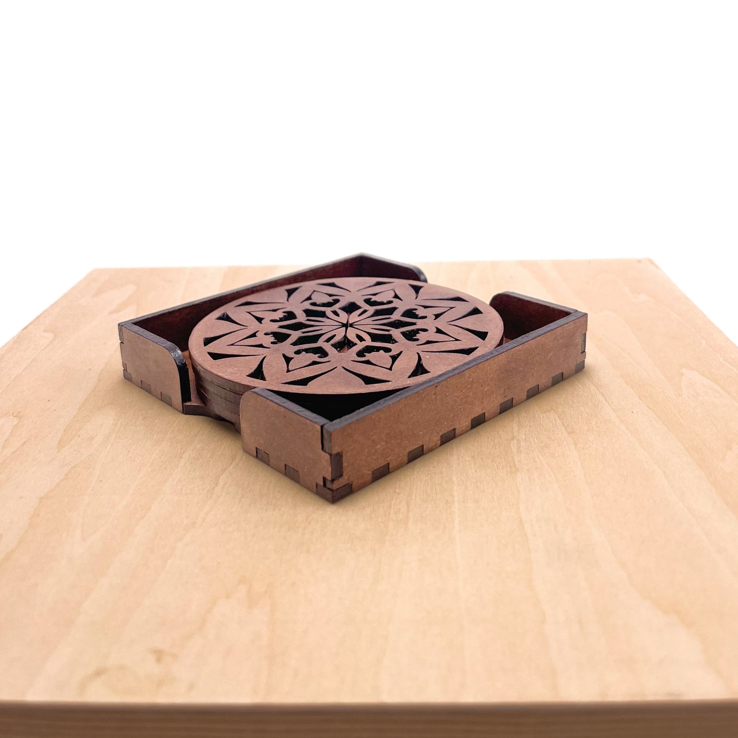 Mandala Art Coasters-Ashta Wooden-Clove Brown