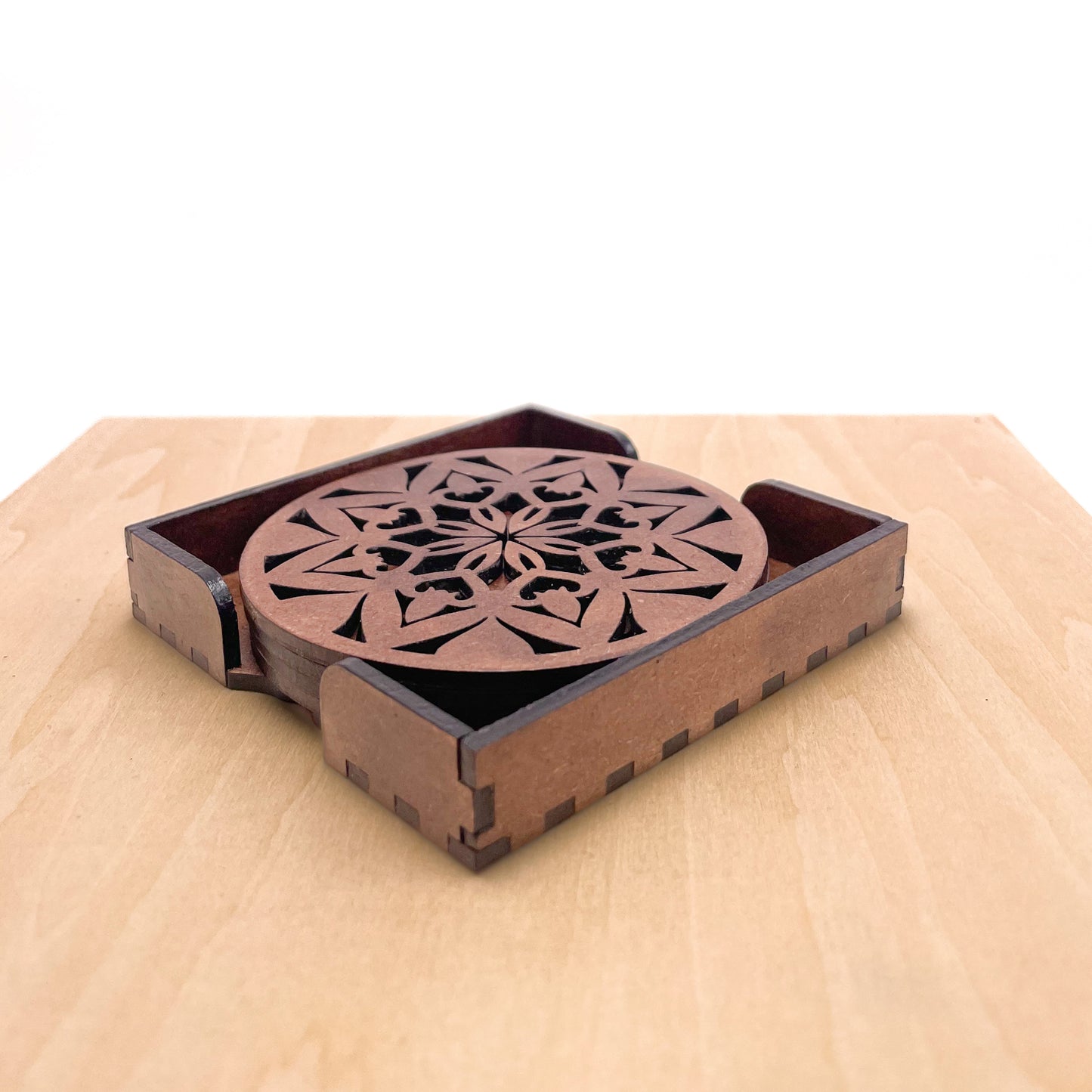 Mandala Art Coasters-Ashta Wooden-Clove Brown