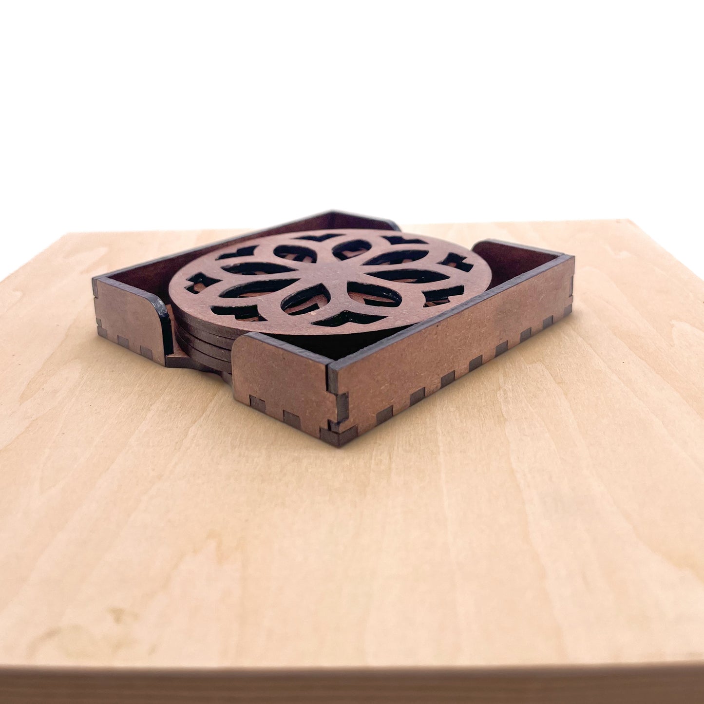 Mandala Art Coasters-Nava Wooden-Clove Brown