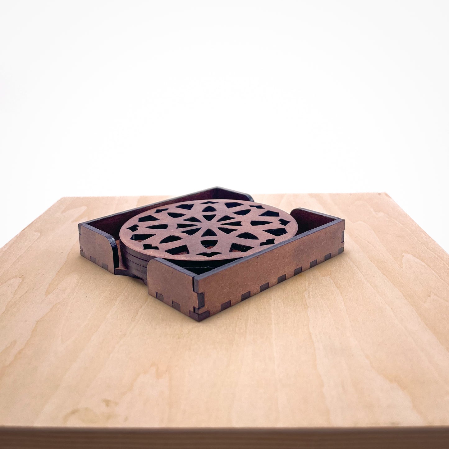 Mandala Art Coasters-Dasha Wooden-Clove Brown