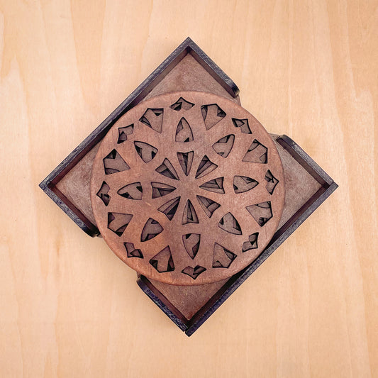 Mandala Art Coasters-Dasha Wooden-Clove Brown