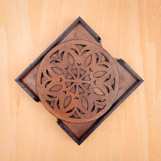 Mandala Art Coasters-Ekaadash Wooden-Clove Brown