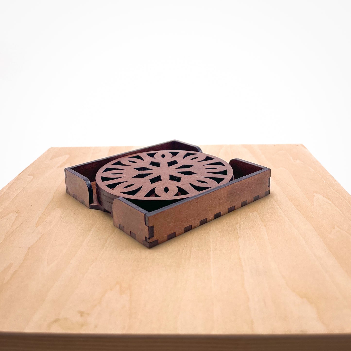 Mandala Art Coasters-Trayodash Wooden-Clove Brown