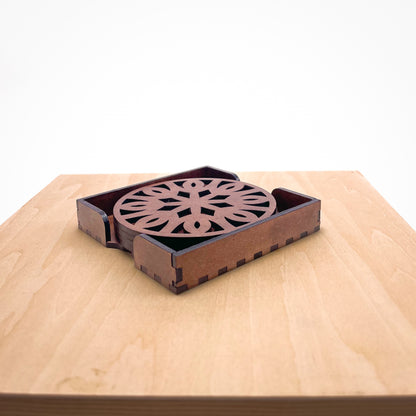 Mandala Art Coasters-Trayodash Wooden-Clove Brown