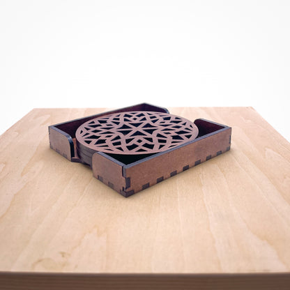 Mandala Art Coasters-Chaturdash Wooden-Clove Brown