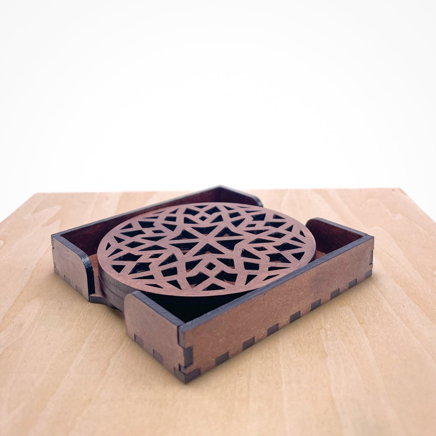 Mandala Art Coasters-Chaturdash Wooden-Clove Brown