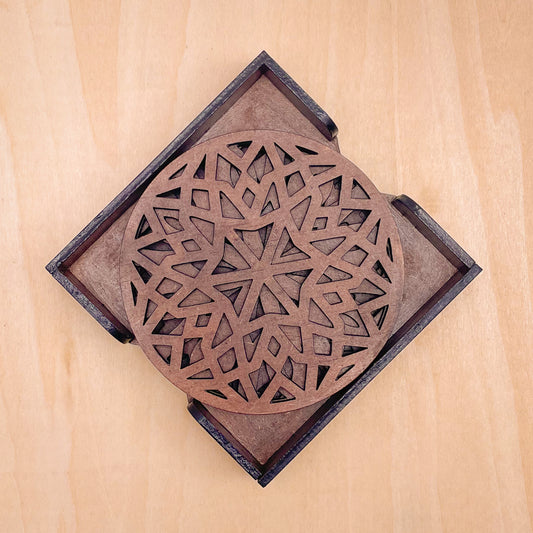 Mandala Art Coasters-Chaturdash Wooden-Clove Brown