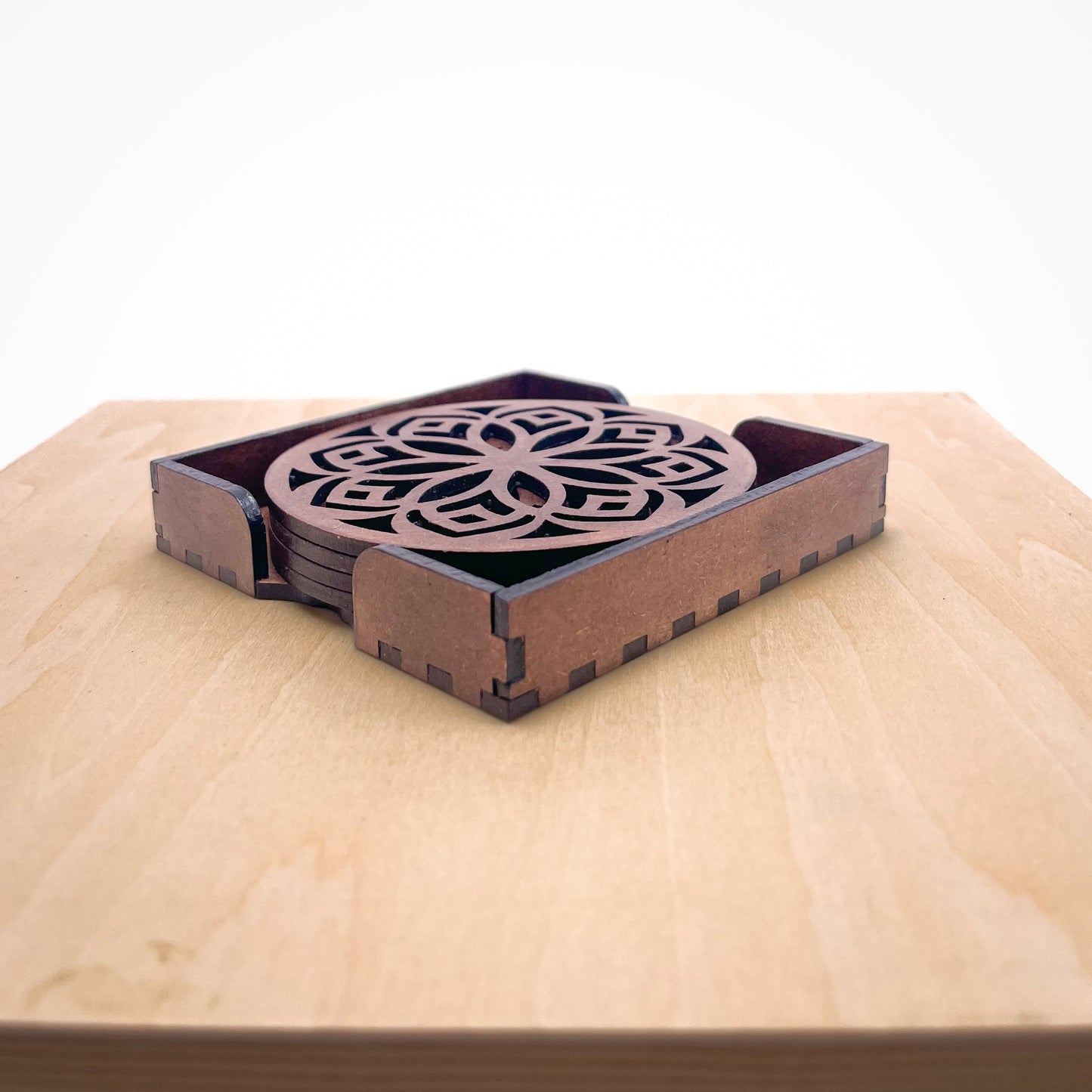 Mandala Art Coasters-Shodash Wooden-Clove Brown