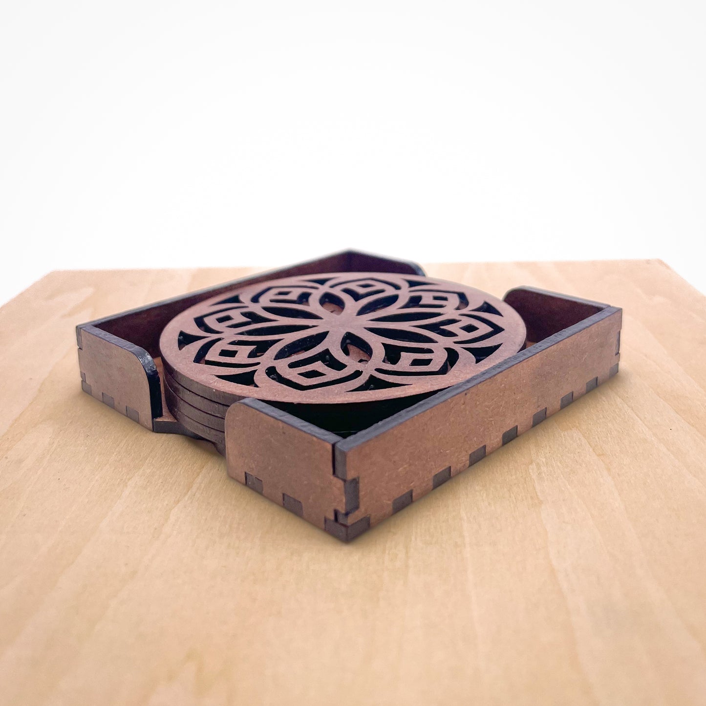 Mandala Art Coasters-Shodash Wooden-Clove Brown