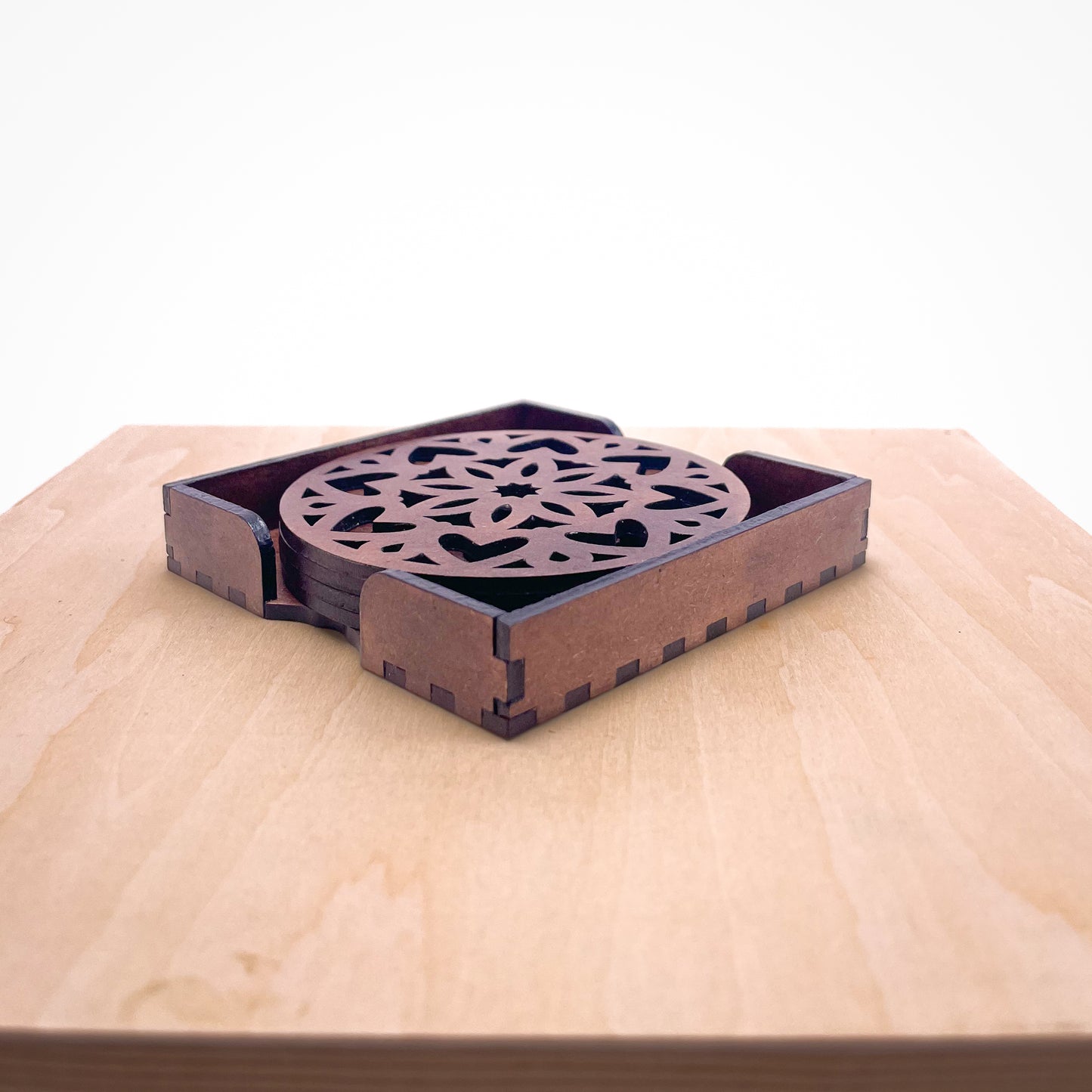 Mandala Art Coasters-Ashtadash Wooden-Clove Brown
