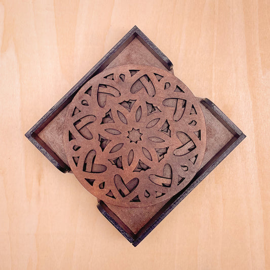 Mandala Art Coasters-Ashtadash Wooden-Clove Brown