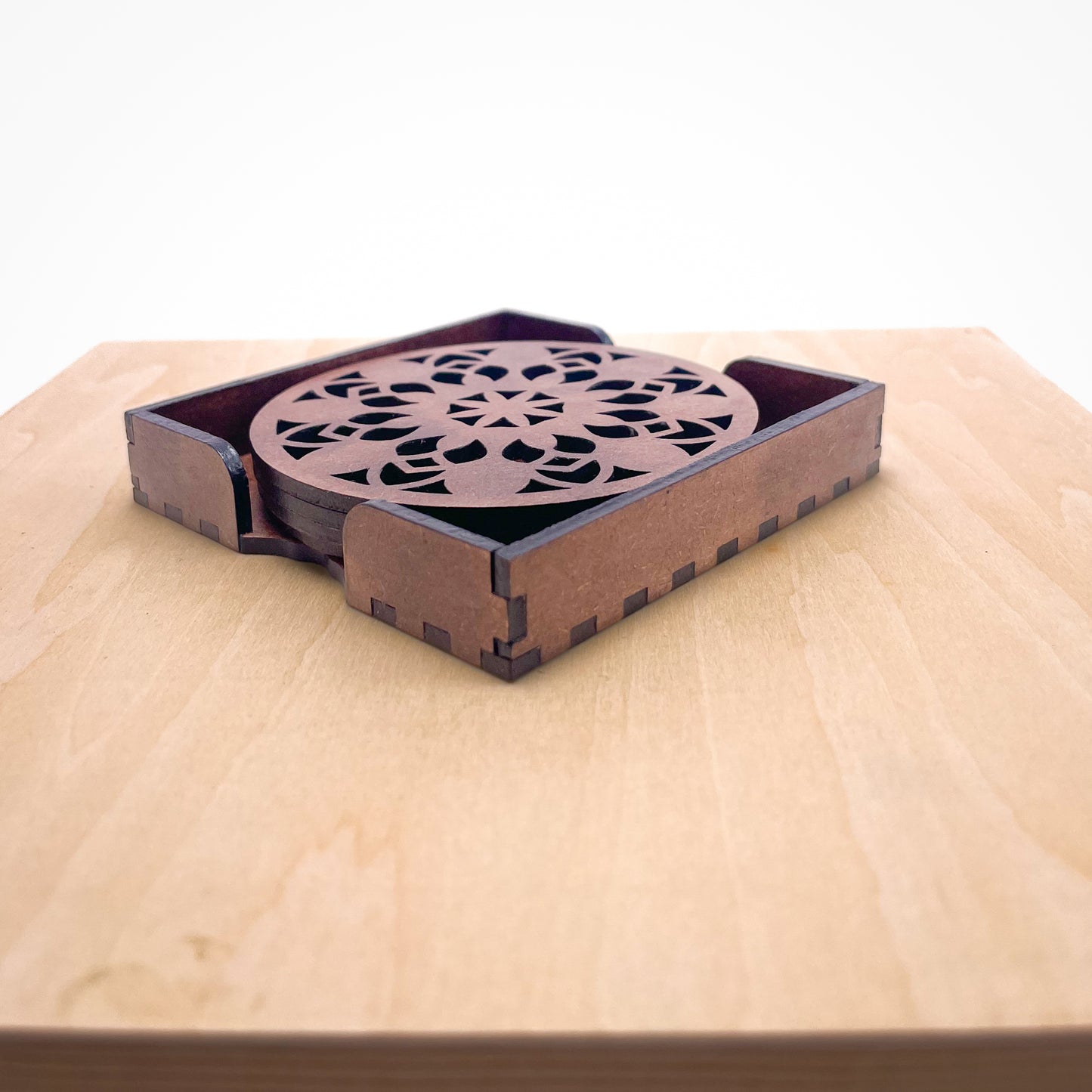 Mandala Art Coasters-Vimsati Wooden-Clove Brown
