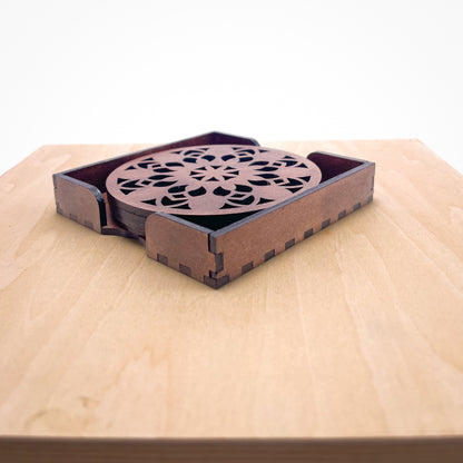 Mandala Art Coasters-Vimsati Wooden-Clove Brown