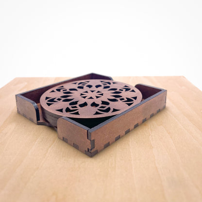 Mandala Art Coasters-Vimsati Wooden-Clove Brown