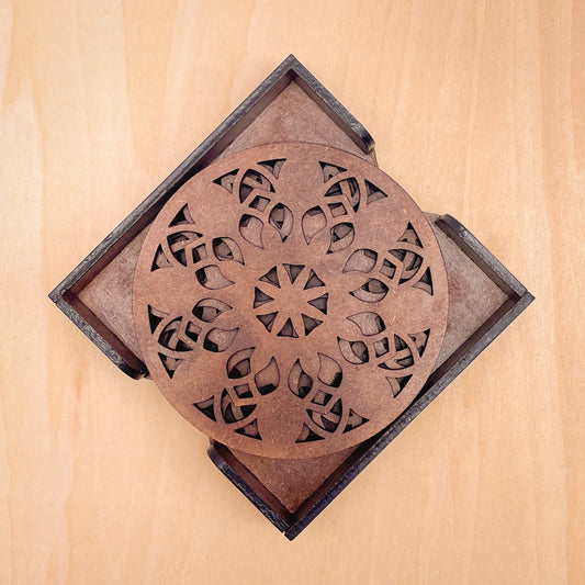 Mandala Art Coasters-Vimsati Wooden-Clove Brown
