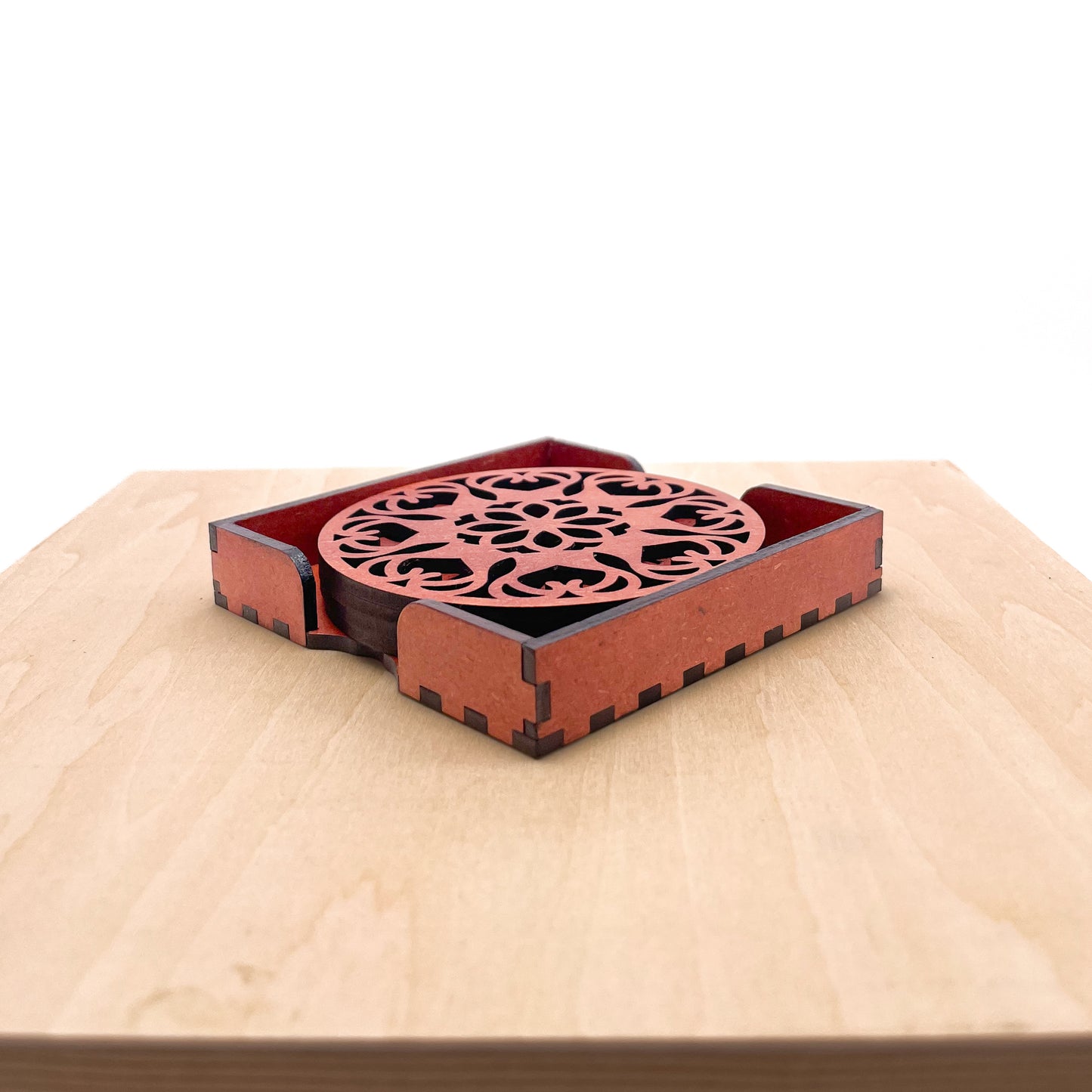 Mandala Art Coasters-Ekam Wooden-Cinnamon