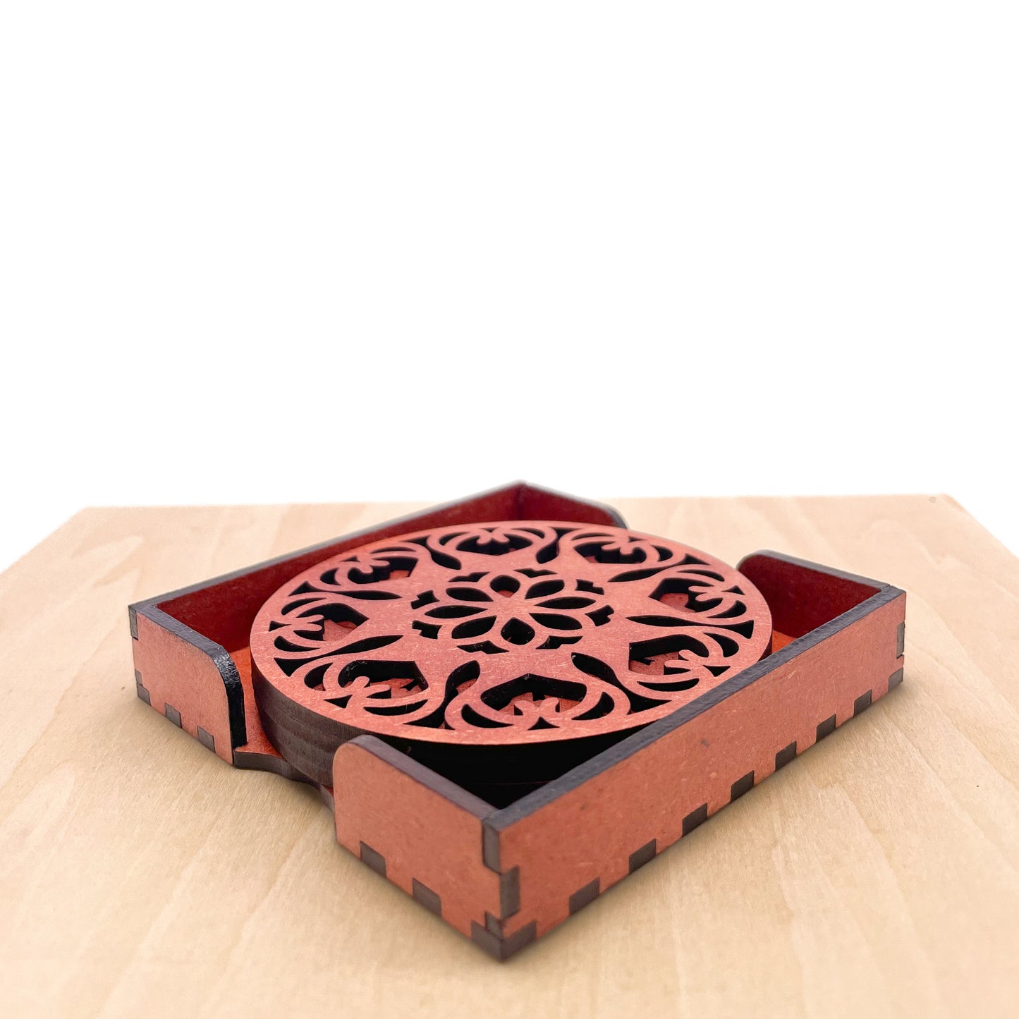 Mandala Art Coasters-Ekam Wooden-Cinnamon
