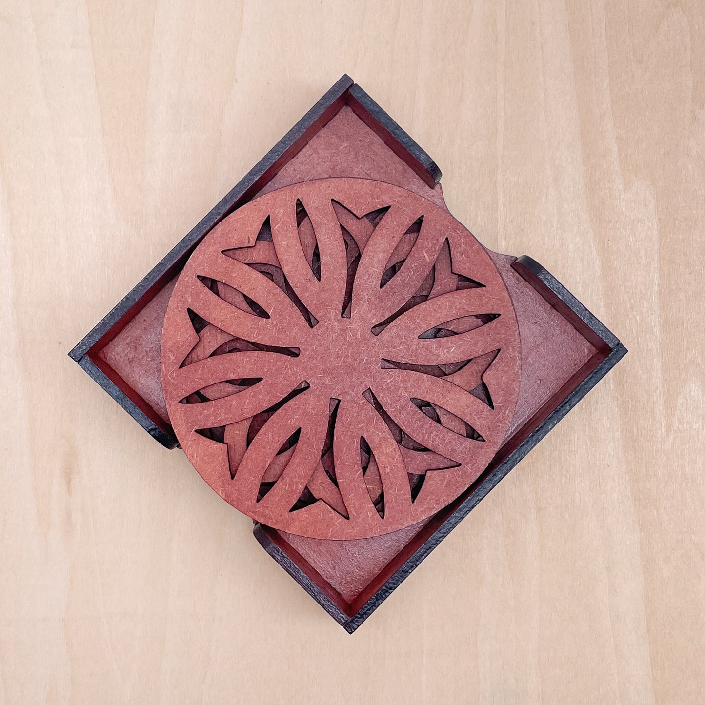 Mandala Art Coasters-Dwe Wooden-Cinnamon