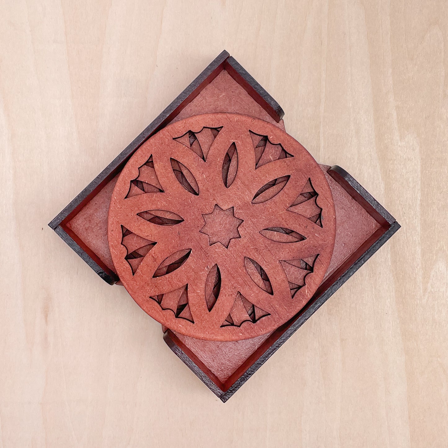 Mandala Art Coasters-Pancha Wooden-Cinnamon