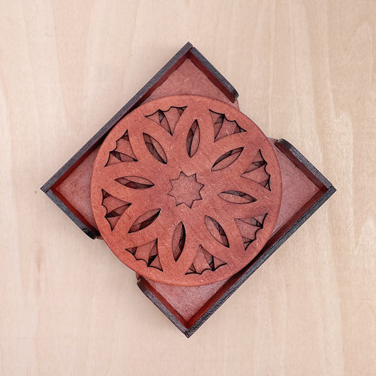 Mandala Art Coasters-Pancha Wooden-Cinnamon