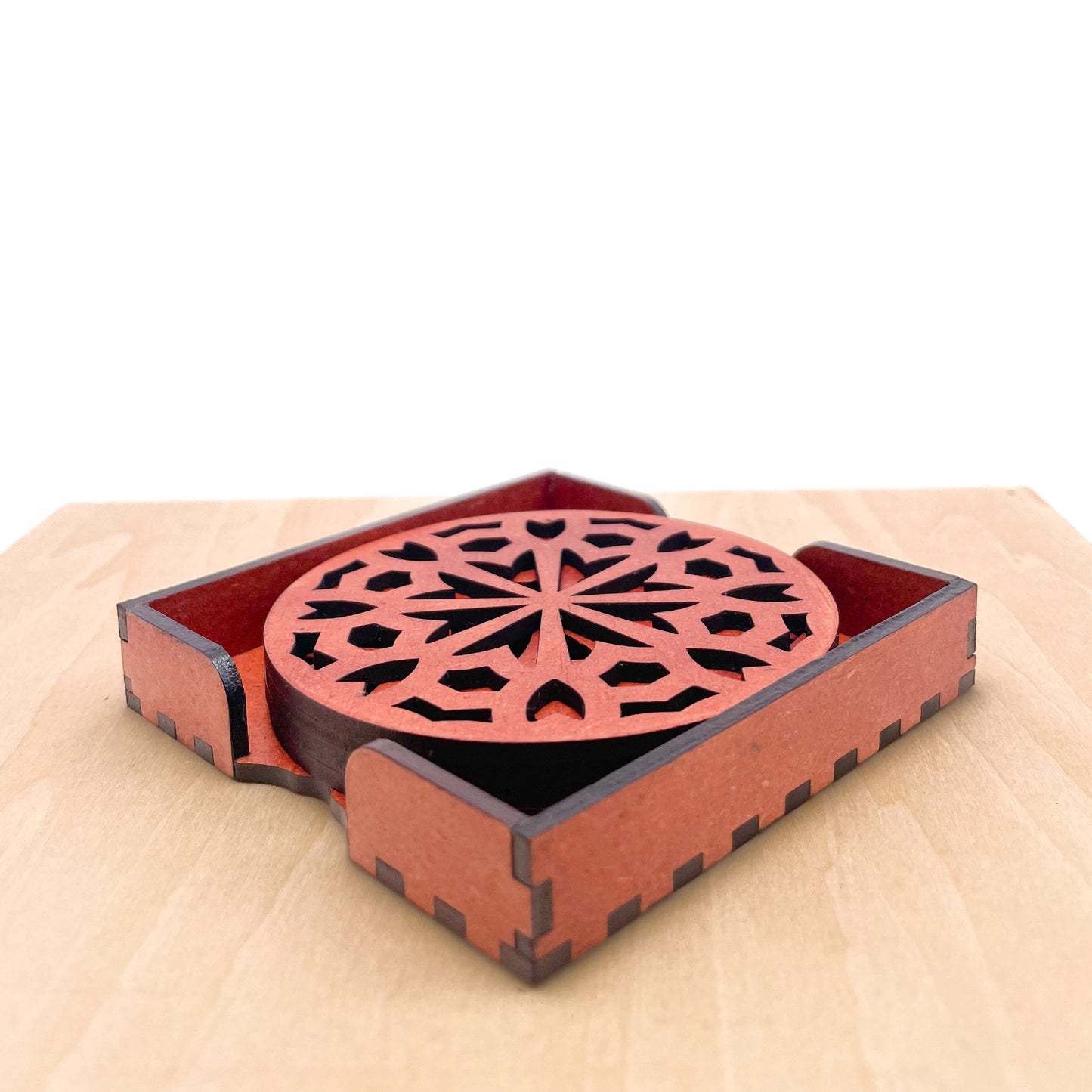 Mandala Art Coasters-Shata Wooden-Cinnamon