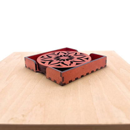Mandala Art Coasters-Sapta Wooden-Cinnamon