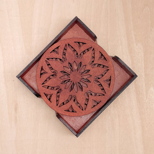 Mandala Art Coasters-Sapta Wooden-Cinnamon