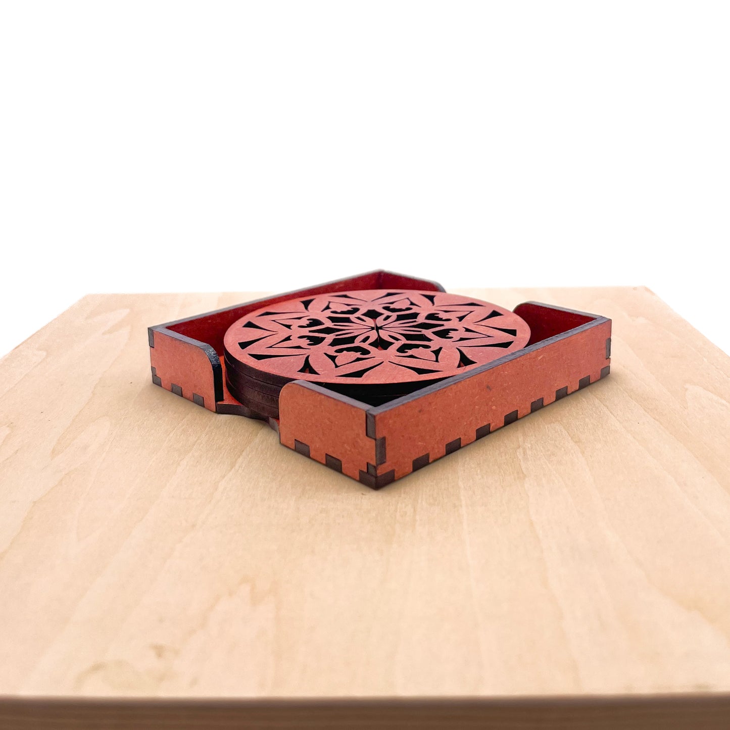 Mandala Art Coasters-Ashta Wooden-Cinnamon