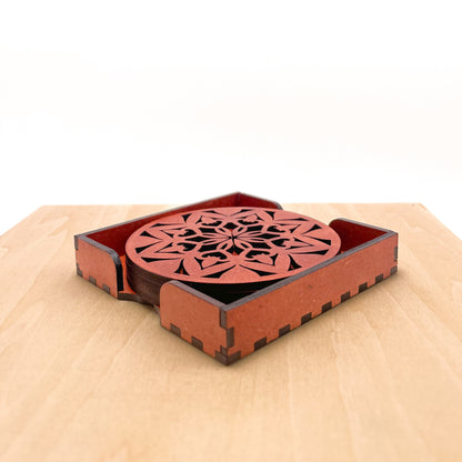 Mandala Art Coasters-Ashta Wooden-Cinnamon