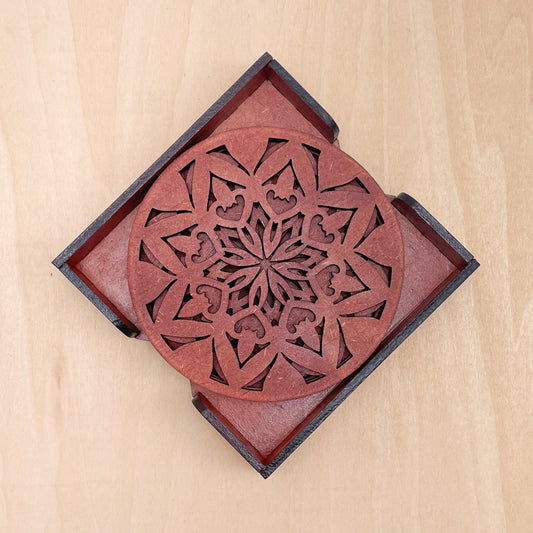 Mandala Art Coasters-Ashta Wooden-Cinnamon