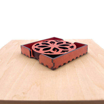 Mandala Art Coasters-Nava Wooden-Cinnamon
