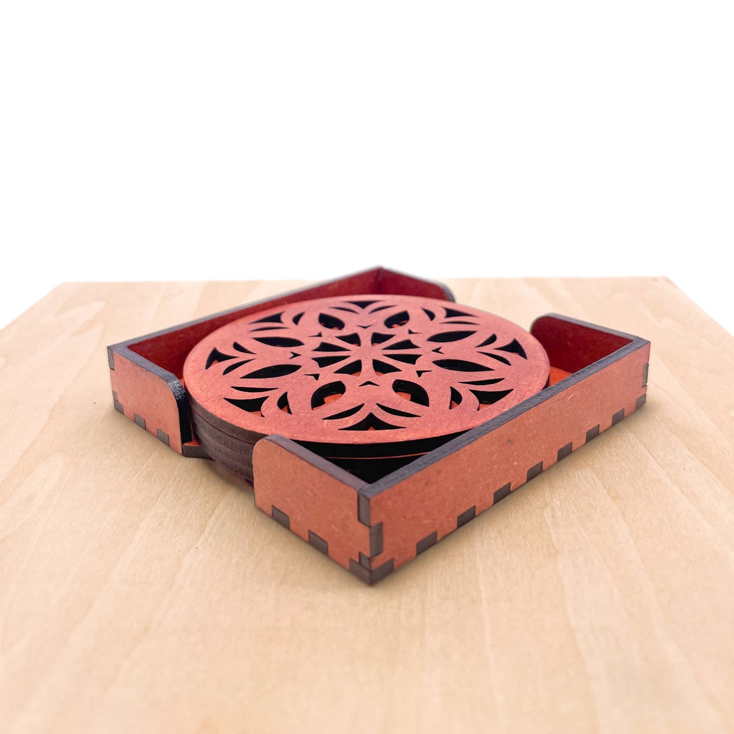 Wooden Ekaadash Mandala Coasters with Holder