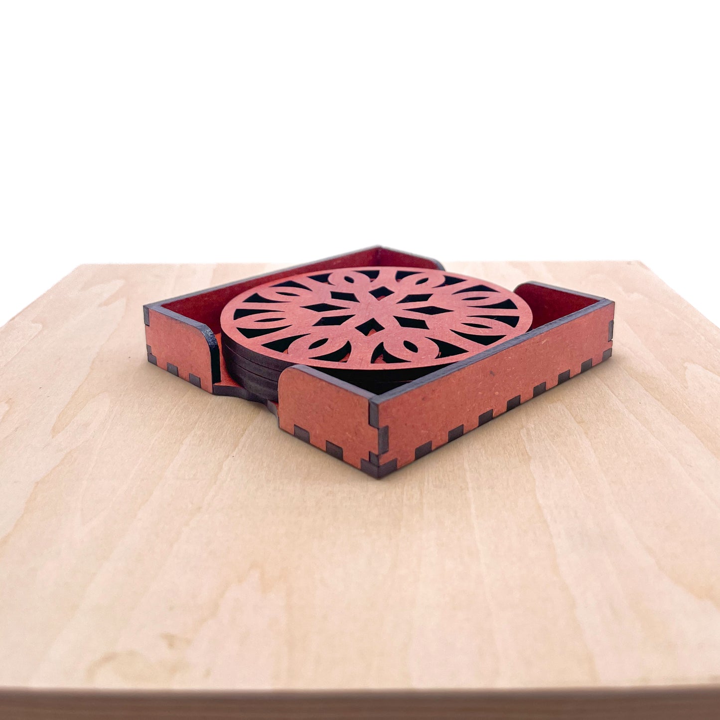 Mandala Art Coasters-Trayodash Wooden-Cinnamon